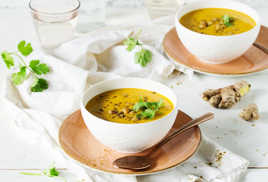 Kürbis-Curry-Suppe mit Kichererbsen mit dem Thermomix®