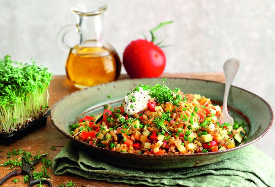 Grünkernsalat mit buntem Gemüse für den Thermomix®