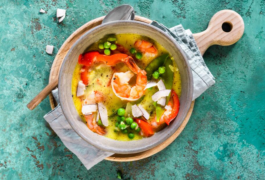Leichte Kokossuppe mit Garnelen für den Thermomix®