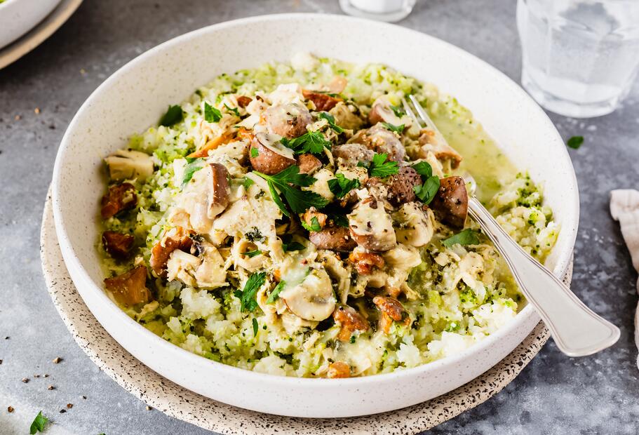 BlumenkohlBrokkoliReis mit HähnchenPilzSoße für den Thermomix®