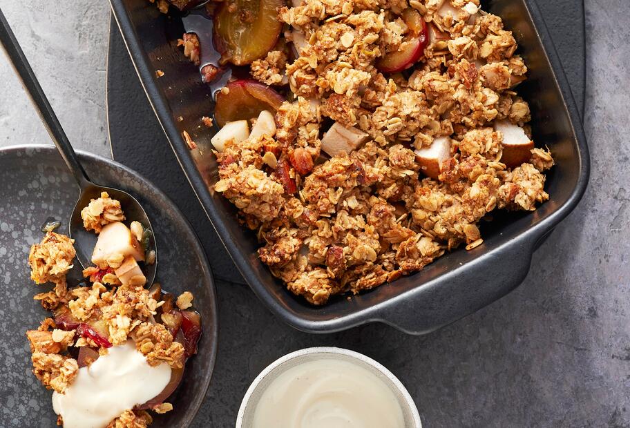 Zwetschgen-Birnen-Hafercrumble mit dem Thermomix®