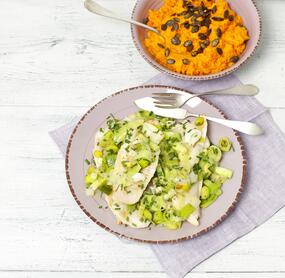 Gedünsteter Kabeljau mit Karottenpüree