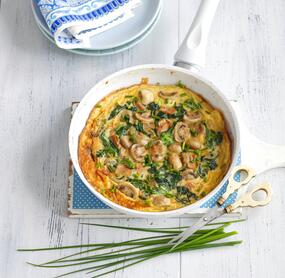 Pilz-Spinat-Schinken-Frittata