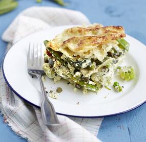 Grüne Gemüselasagne mit Pesto-Ricotta