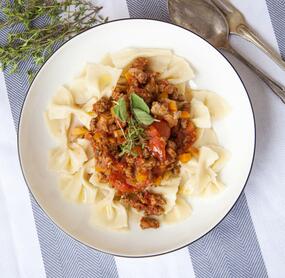 Farfalle mit Wildbolognese