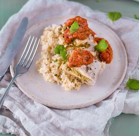 Gefüllte Hähnchenbrust mit Bulgur