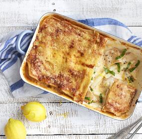 Vollkornlasagne mit Hähnchen und Spargel