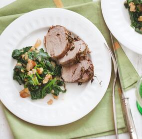 Kräuter-Schweinefilet mit Spinat
