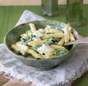 Pasta mit Kabeljau und Spinat