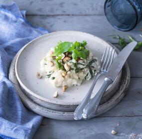 Rucolarisotto mit Ziegenfrischkäse