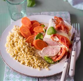 Schweinefilet mit Käse und Zartweizen