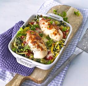 Gratinierte Hähnchenbrust mit Spinat