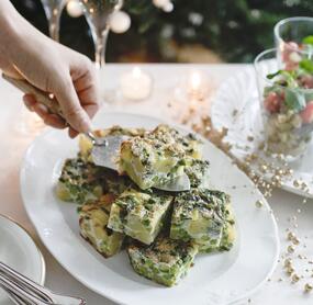 Omelett mit Kartoffeln und Erbsen