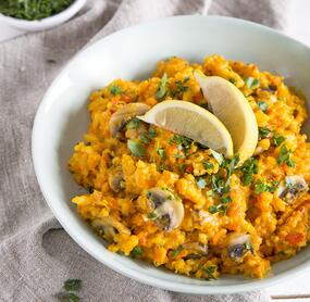 Kürbisrisotto mit Champignons