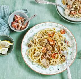 Spaghettini in Flusskrebssoße mit Artischocken