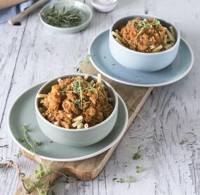 All-in-One-Nudeln mit Hackfleisch-Blumenkohl-Soße