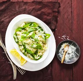 Zuckerschoten-Zitronen-Risotto
