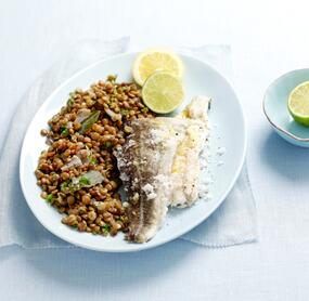 Kabeljau mit Linsensalat