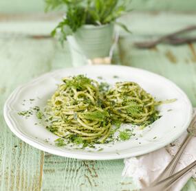 Spaghetti mit veganem Kräuterpesto