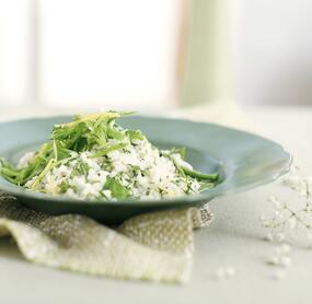 Zuckerschoten-Kräuter-Risotto
