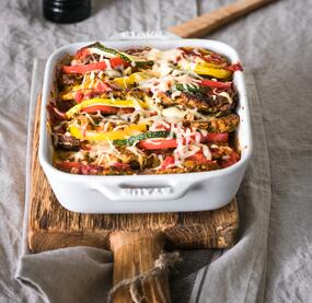 Vegetarischer Süßkartoffelpuffer-Schichtauflauf