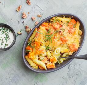 Kürbisauflauf mit Penne