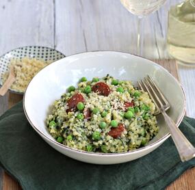 Grünkohlrisotto mit Erbsen und Chorizo