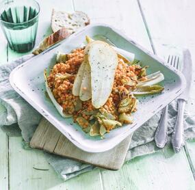 Chicoréesalat mit Linsen und Birne