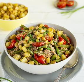 Hacktopf mit Bohnen und Tomaten