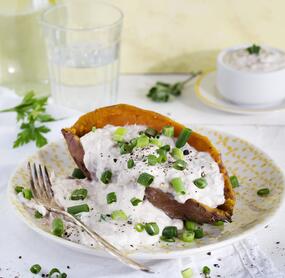 Süßkartoffeln mit Thunfischquark