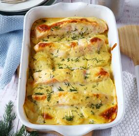 Lachs-Sahne-Gratin
