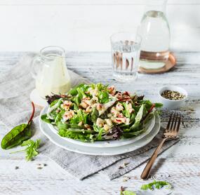 Pflücksalat mit Apfel-Rohkost und Kerndressing