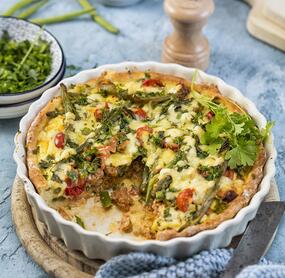 Bauernquiche mit grünen Bohnen