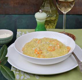 Spargelrisotto mit Garnelen