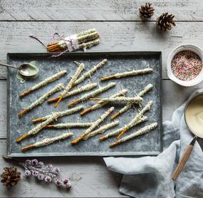 Laugensticks mit Schokolade