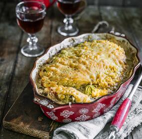Schnitzelauflauf mit Gnocchi-Kruste