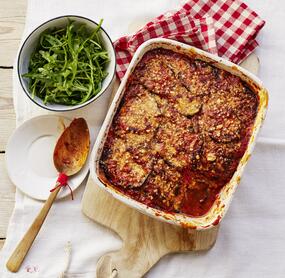 Vegetarischer Auberginenauflauf mit Mozzarella