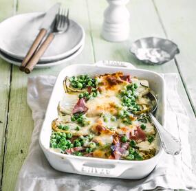 Chicorée-Gratin mit Schinken