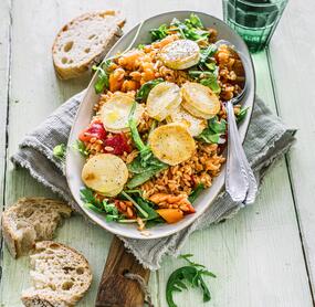Linsensalat mit Rucola und Ziegenkäse