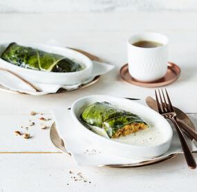 Mangoldrollen mit Süßkartoffelfüllung