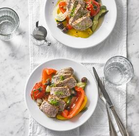 Kalbsfilet mit Antipasti-Gemüse