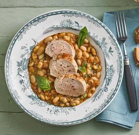 Schweinefilet mit Bohnensalat