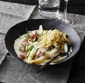 All-in-One Spargel-Frikassee mit Kassler