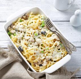 Erbsen-Auflauf mit Sahneschmelzkäse