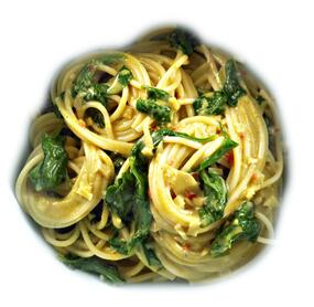Spaghetti mit Kokosspinat