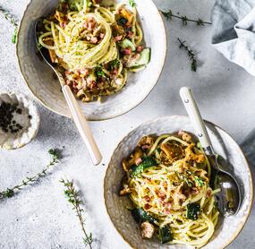 Spaghetti mit Pfifferling-Cremesoße
