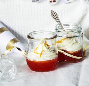 Aperol-Gelee mit weißer Schokoladenmousse