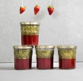 Schichtmarmelade: Erdbeer- und Kiwikonfitüre