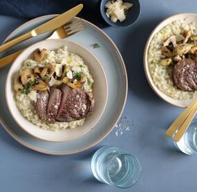 Rindermedaillons mit Champignonrisotto