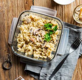 Low-Carb-Blumenkohlrisotto mit Champignons
